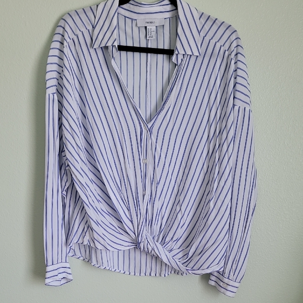 Forever 21 Blue and White Striped Shirt